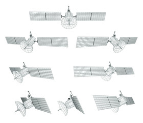 vector set. communications satellite of near-earth orbit. space technology of the future.