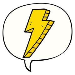 cartoon lightning bolt and speech bubble