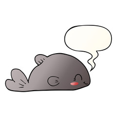 cartoon fish and speech bubble in smooth gradient style