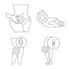 Isolated object of bone and inflammation icon. Set of bone and wound stock vector illustration.