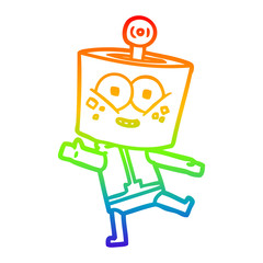 rainbow gradient line drawing happy cartoon robot dancing