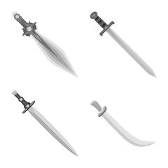 Isolated object of sharp and blade sign. Collection of sharp and dagger vector icon for stock.