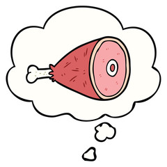 cartoon cooked meat and thought bubble