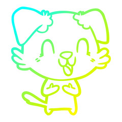 cold gradient line drawing laughing cartoon dog