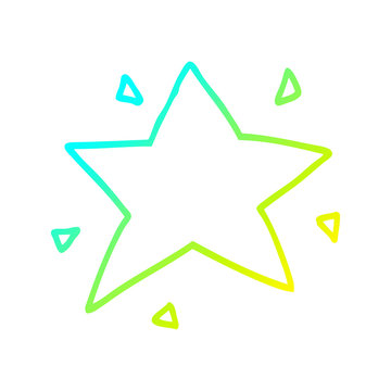 cold gradient line drawing cartoon star