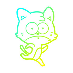 cold gradient line drawing cartoon nervous cat