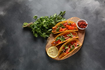 Tacos with grilled chicken and vegetables - Mexican food style