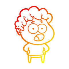warm gradient line drawing cartoon shocked man
