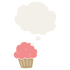 cartoon  muffin and thought bubble in retro style