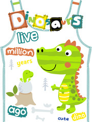 Dinosaurs cartoon on t shirt template
