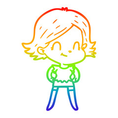 rainbow gradient line drawing cartoon friendly girl