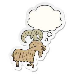 cartoon goat and thought bubble as a printed sticker