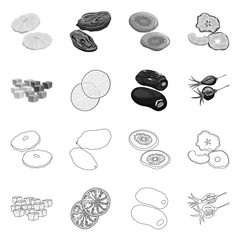 Vector design of food and raw symbol. Collection of food and nature stock symbol for web.