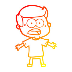 Fototapeta premium warm gradient line drawing cartoon shocked man