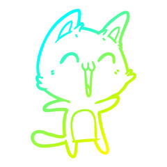 cold gradient line drawing happy cartoon cat