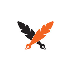 Feather pen logo design template