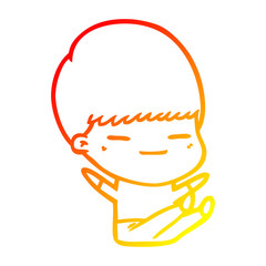 warm gradient line drawing cartoon smug boy
