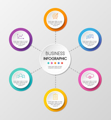 Circle infograph design with 6 steps. Vector