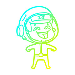 cold gradient line drawing cartoon laughing astronaut