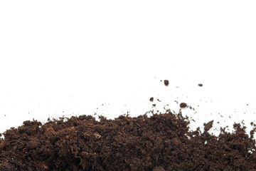 pile of soil isolated on white background - Image .
