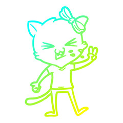 cold gradient line drawing cartoon cat