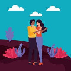 couple romantic activities flat design