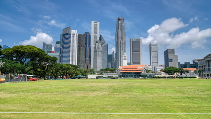 Fototapeta na wymiar Landscape of the Singapore financial business district at morning.