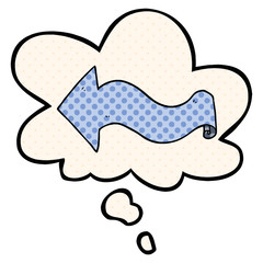 cartoon arrow and thought bubble in comic book style