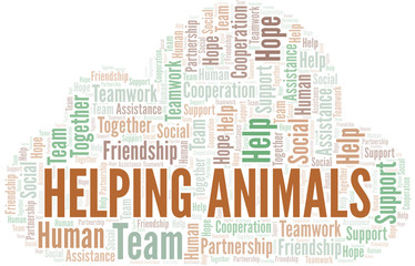 Obraz premium Helping Animals word cloud. Vector made with text only.