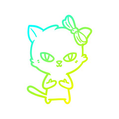 cold gradient line drawing cute cartoon cat