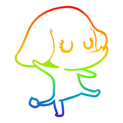 rainbow gradient line drawing cute cartoon elephant