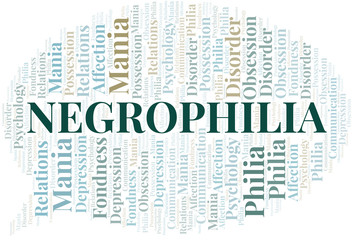 Negrophilia word cloud. Type of Philia.