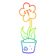 rainbow gradient line drawing cute cartoon flower