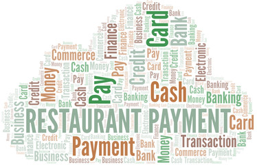 Restaurant Payment word cloud. Vector made with text only.