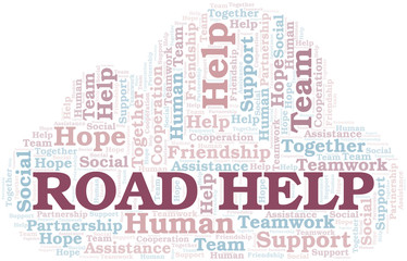 Obraz premium Road Help word cloud. Vector made with text only.