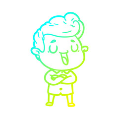 cold gradient line drawing happy cartoon man