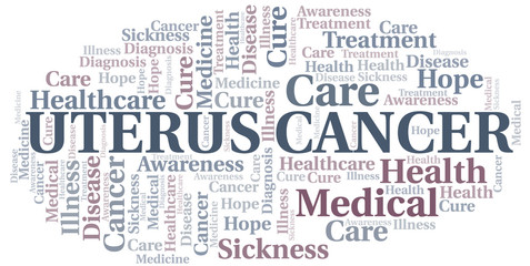 Uterus Cancer word cloud. Vector made with text only.