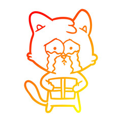 warm gradient line drawing cartoon cat