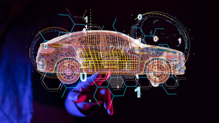 digital car technology smart in virtuel room