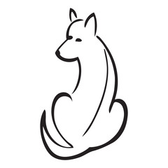 Vector of sitting dog on white background