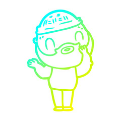 cold gradient line drawing cartoon bearded man