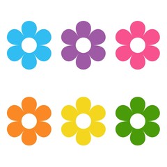 Set of flat icon flower icons in silhouette isolated on white. cute daisy
