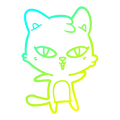 Obraz premium cold gradient line drawing cartoon cat