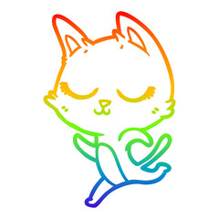 rainbow gradient line drawing calm cartoon cat