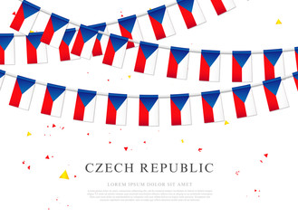 Garland of Czech flags. Czech Independence Day.