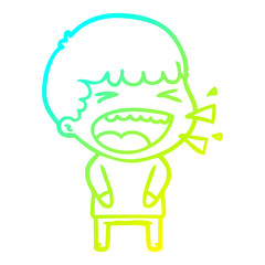 cold gradient line drawing cartoon laughing man