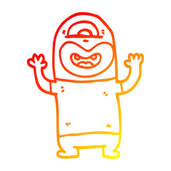 warm gradient line drawing cartoon alien monster