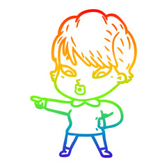 rainbow gradient line drawing cartoon woman