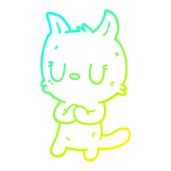 cold gradient line drawing cute cartoon cat