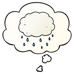 cartoon rain cloud and thought bubble in smooth gradient style